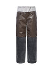 Double Waistband Patchwork Denim (Leather)