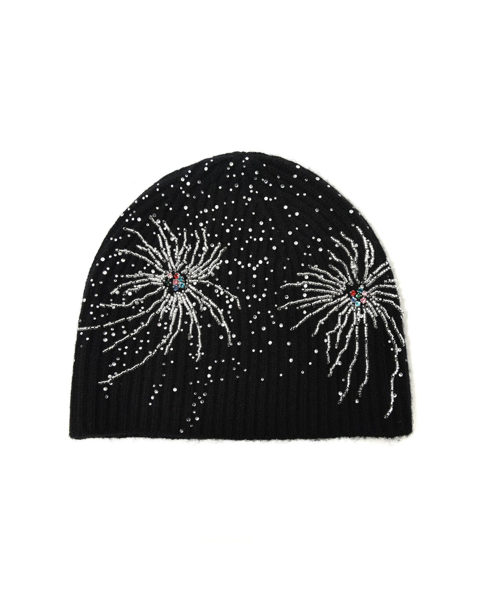 Fireworks Studded Beaded Beanie-BLK