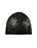 Fireworks Studded Beaded Beanie-BLK
