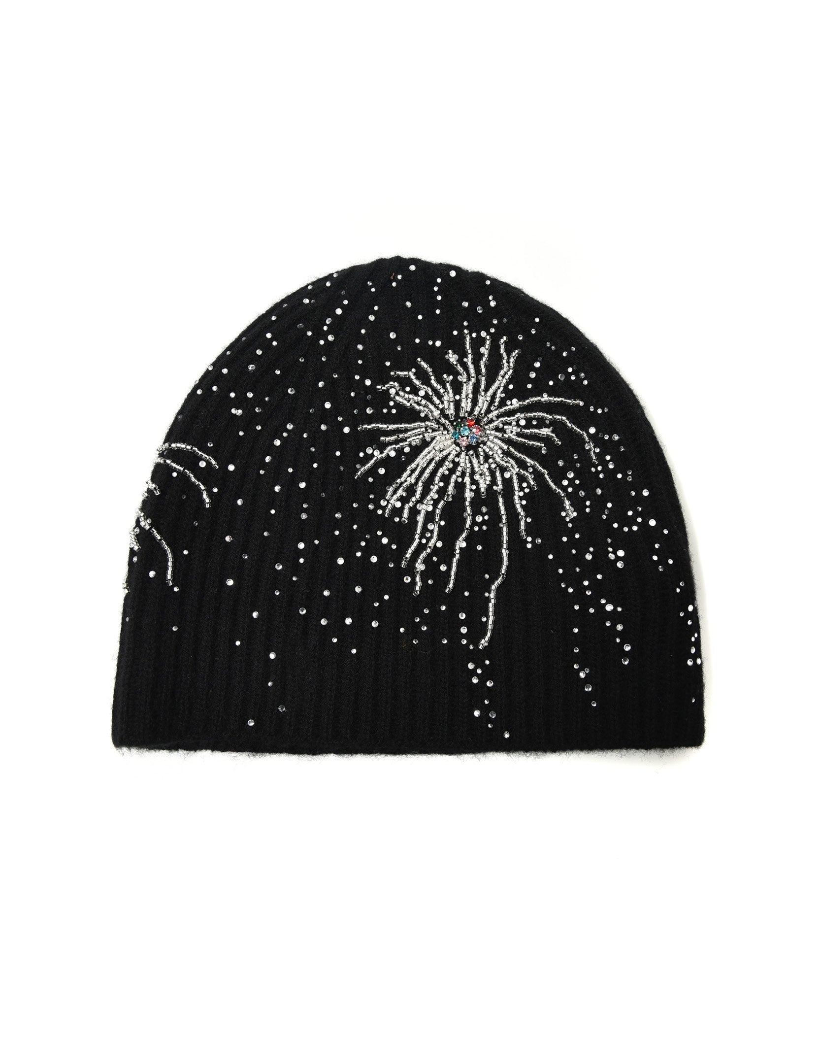 Fireworks Studded Beaded Beanie-BLK