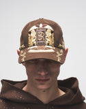 Double Lion Embroidered Baseball Cap-BRN