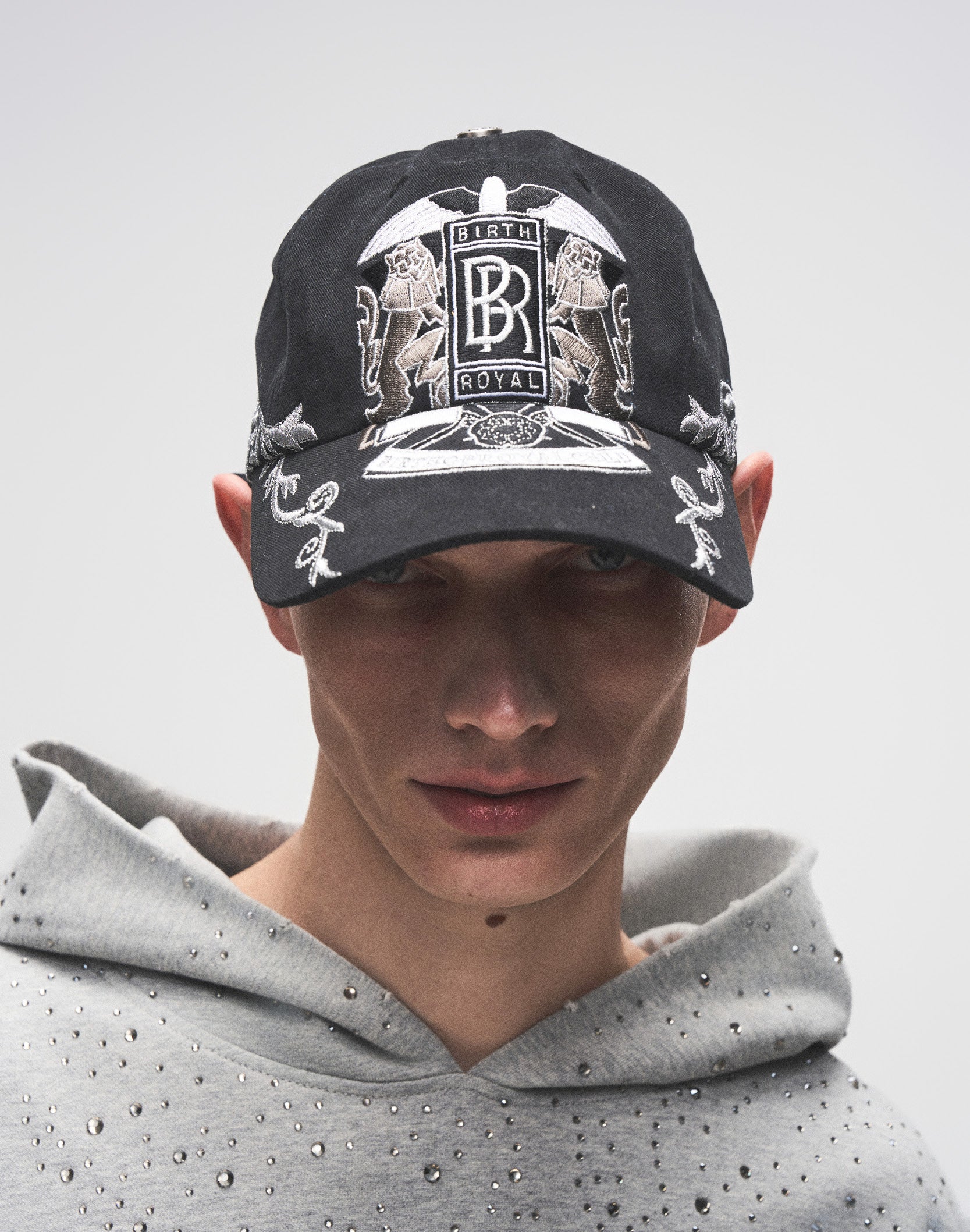 Double Lion Embroidered Baseball Cap-BLK