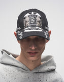 Double Lion Embroidered Baseball Cap-BLK
