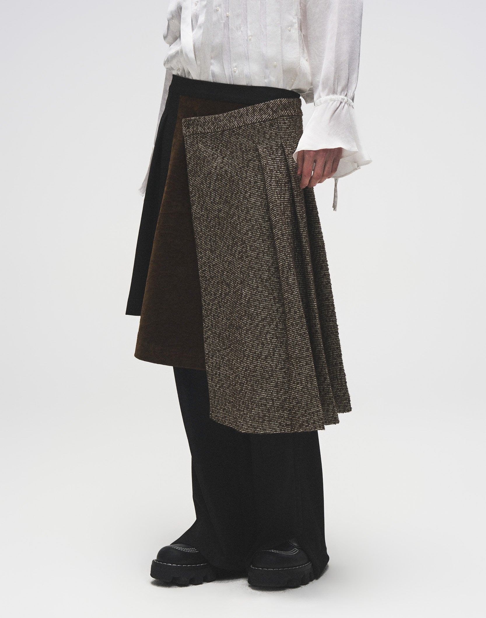 Layered Patchwork Skirt Trousers