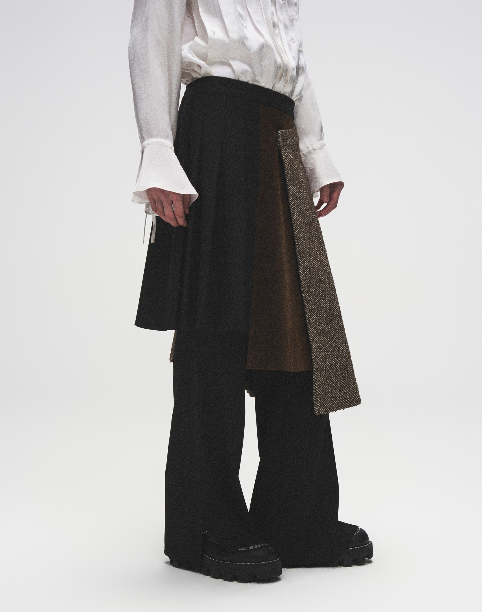Layered Patchwork Skirt Trousers
