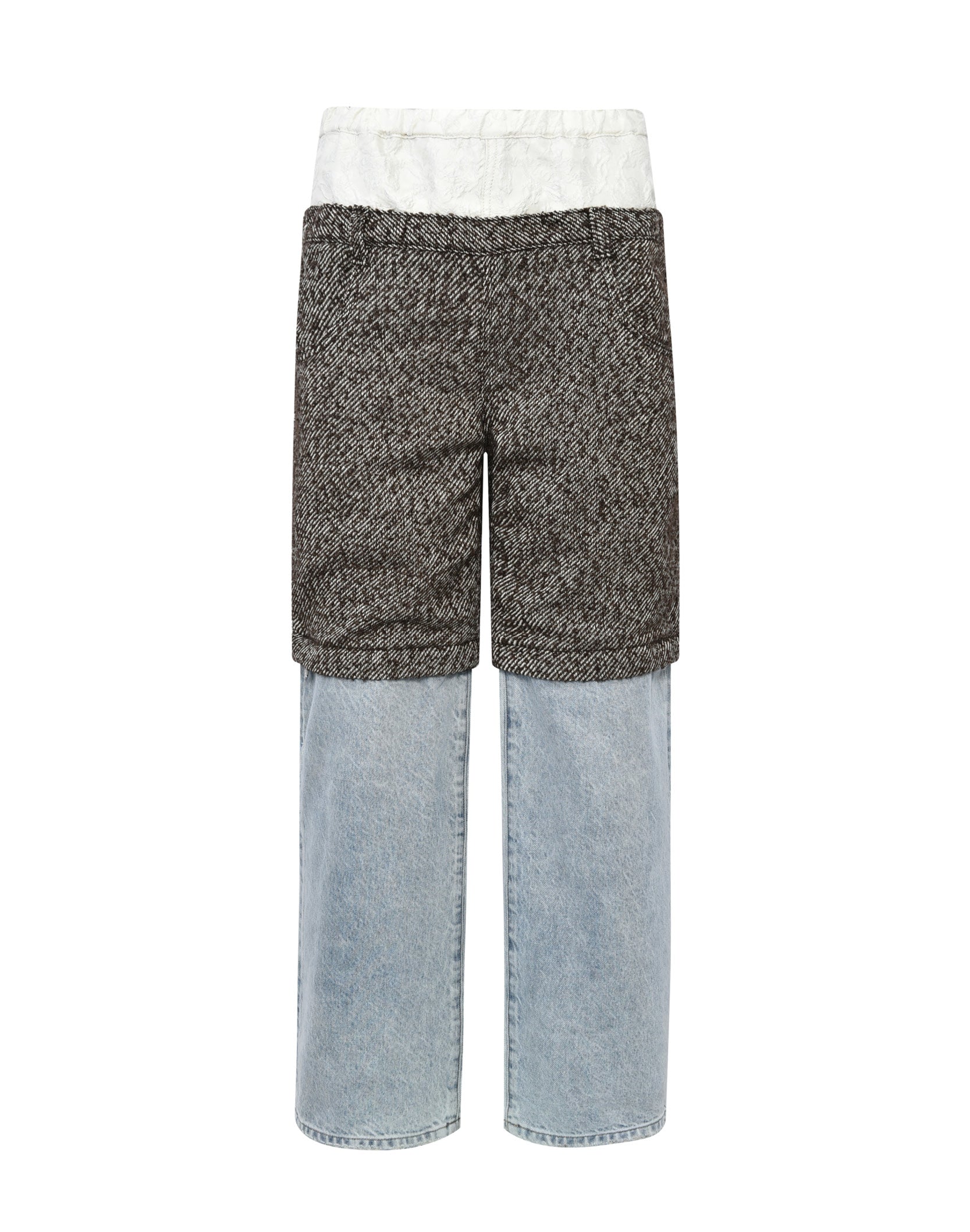 Double Waistband Patchwork Denim (Tweed)
