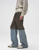 Double Waistband Patchwork Denim (Tweed)