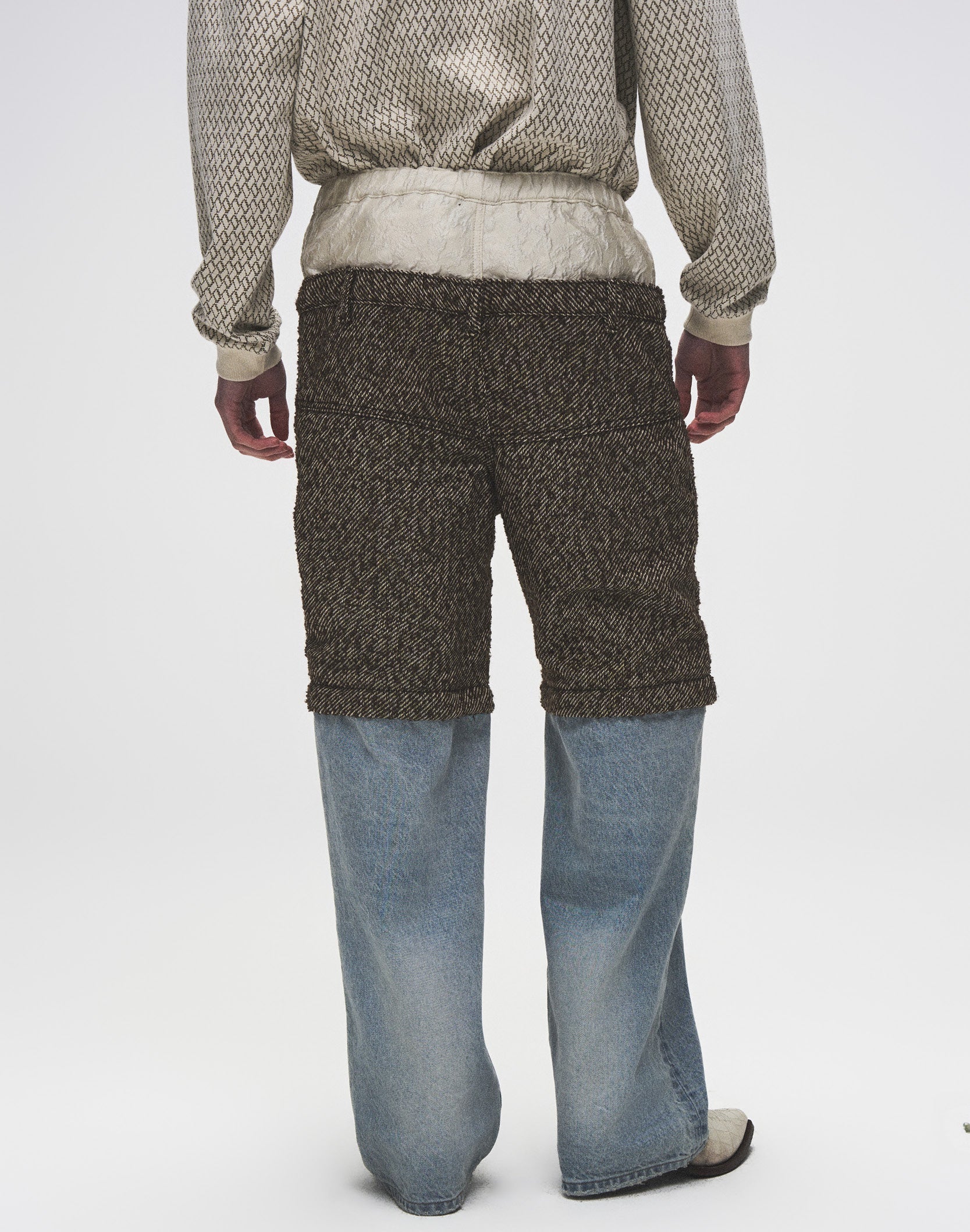 Double Waistband Patchwork Denim (Tweed)