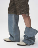 Double Waistband Patchwork Denim (Tweed)