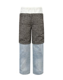 Double Waistband Patchwork Denim (Tweed)