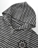 Striped Knit Hoodie in Grey