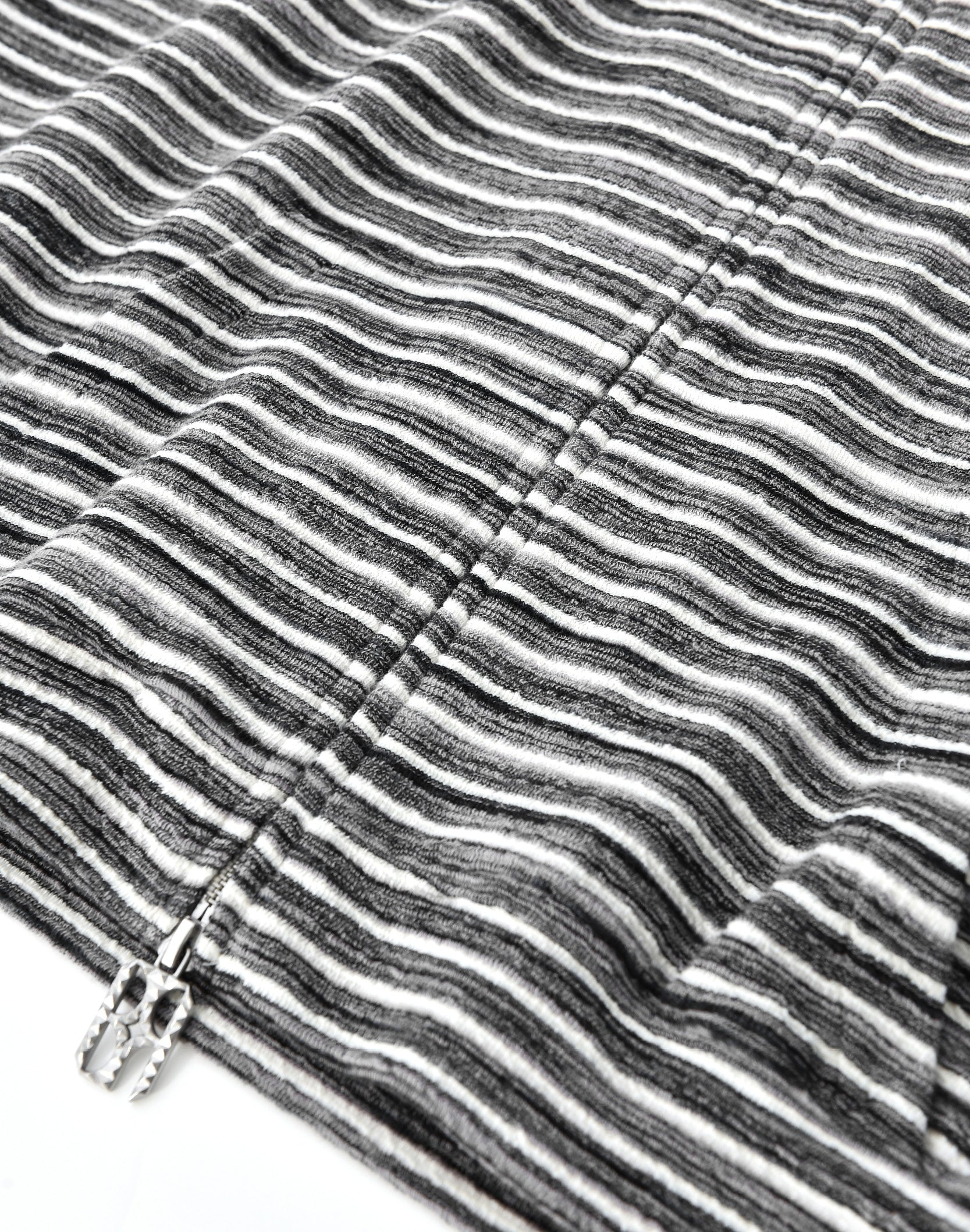 Striped Knit Hoodie in Grey