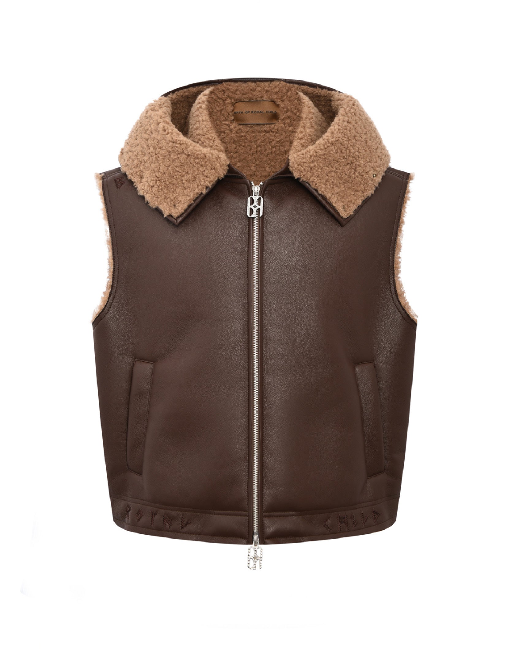 Embroidered Badge Shearling Vest