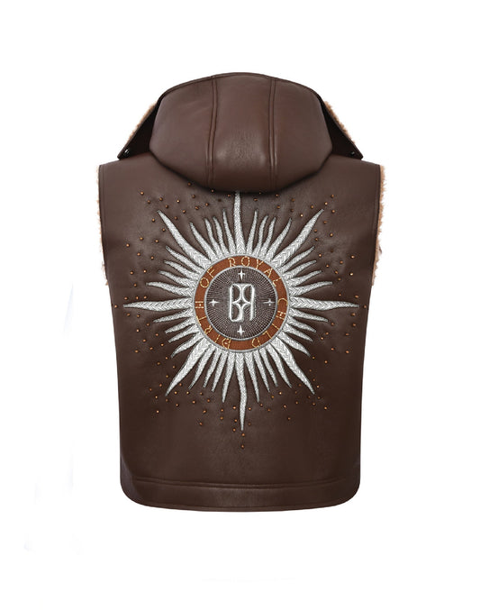 Embroidered Badge Shearling Vest