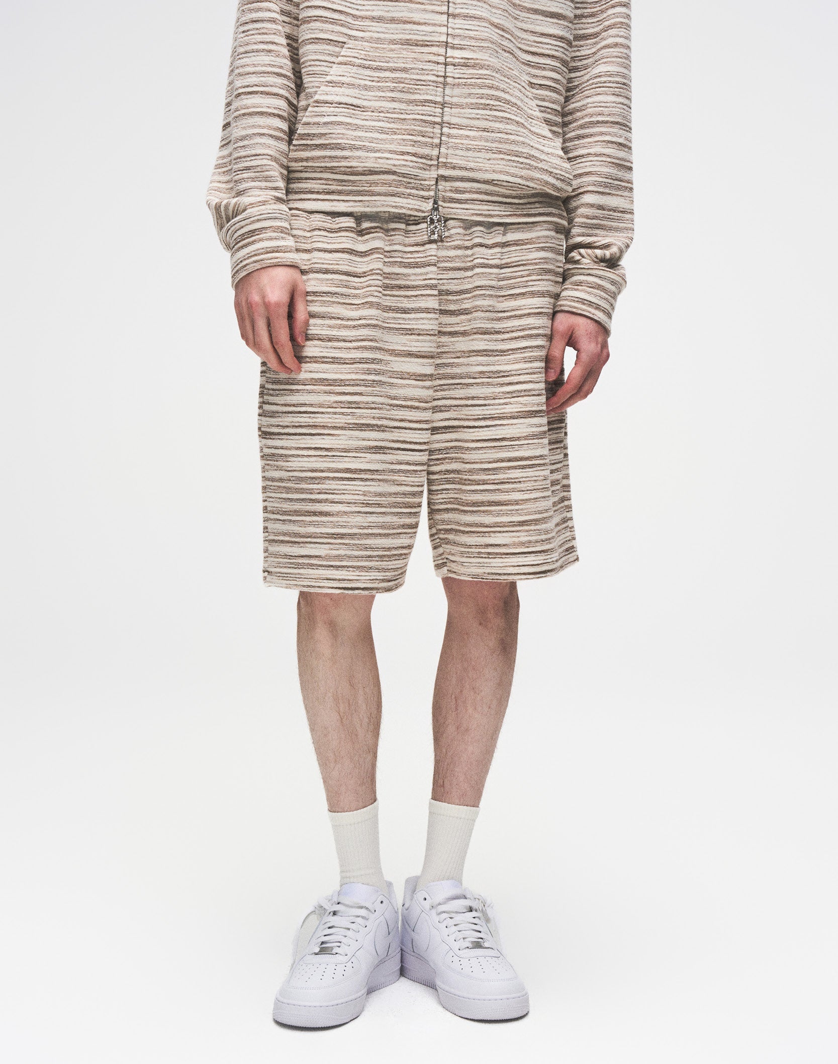 Striped Knit Shorts in White