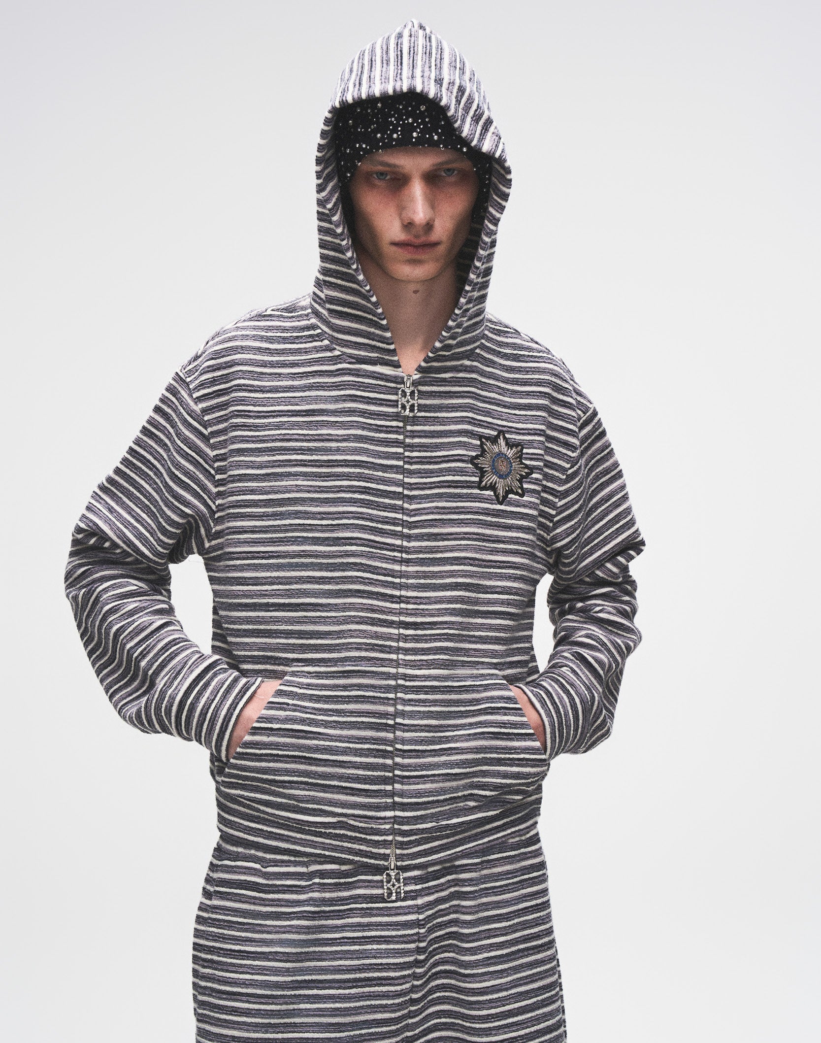 Striped Knit Set in Grey