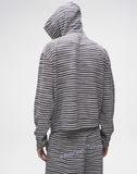 Striped Knit Hoodie in Grey