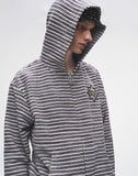 Striped Knit Hoodie in Grey