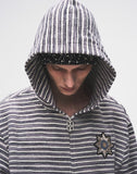 Striped Knit Hoodie in Grey