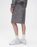 Striped Knit Shorts-GRY