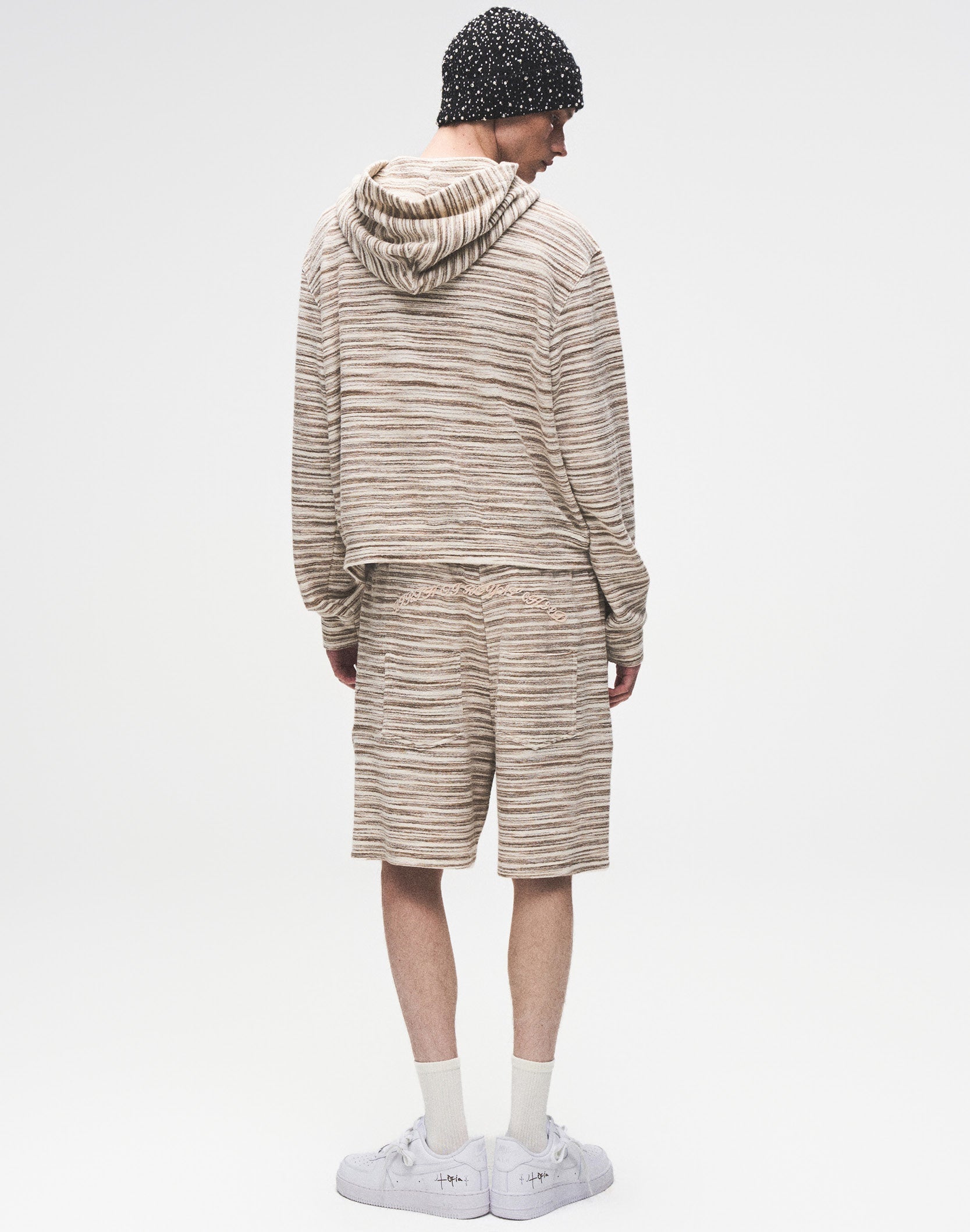 Striped Knit Set in White