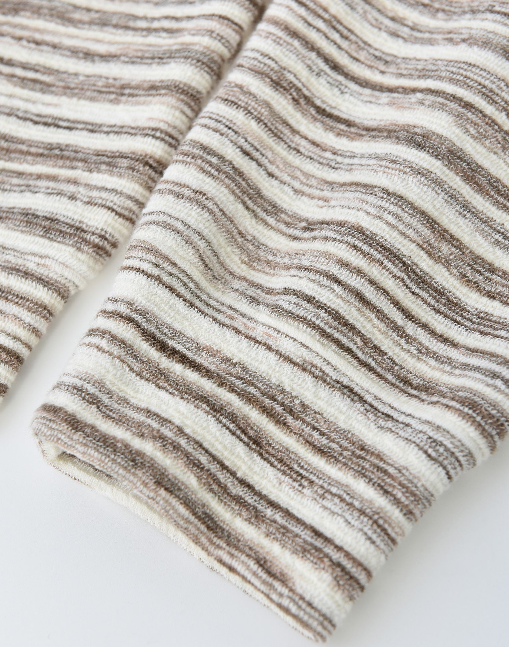 Striped Knit Hoodie in White