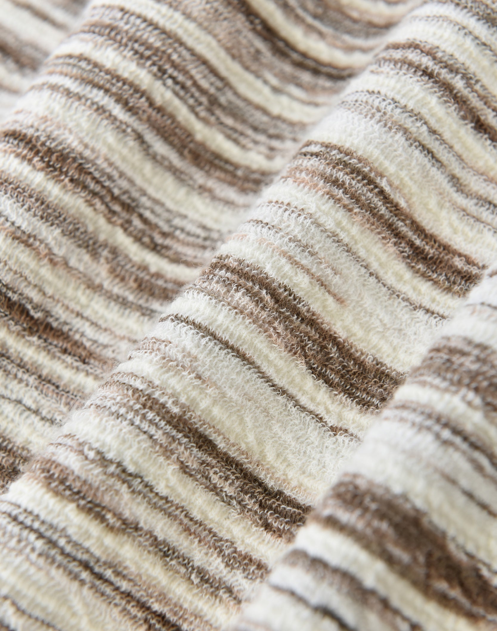 Striped Knit Hoodie in White