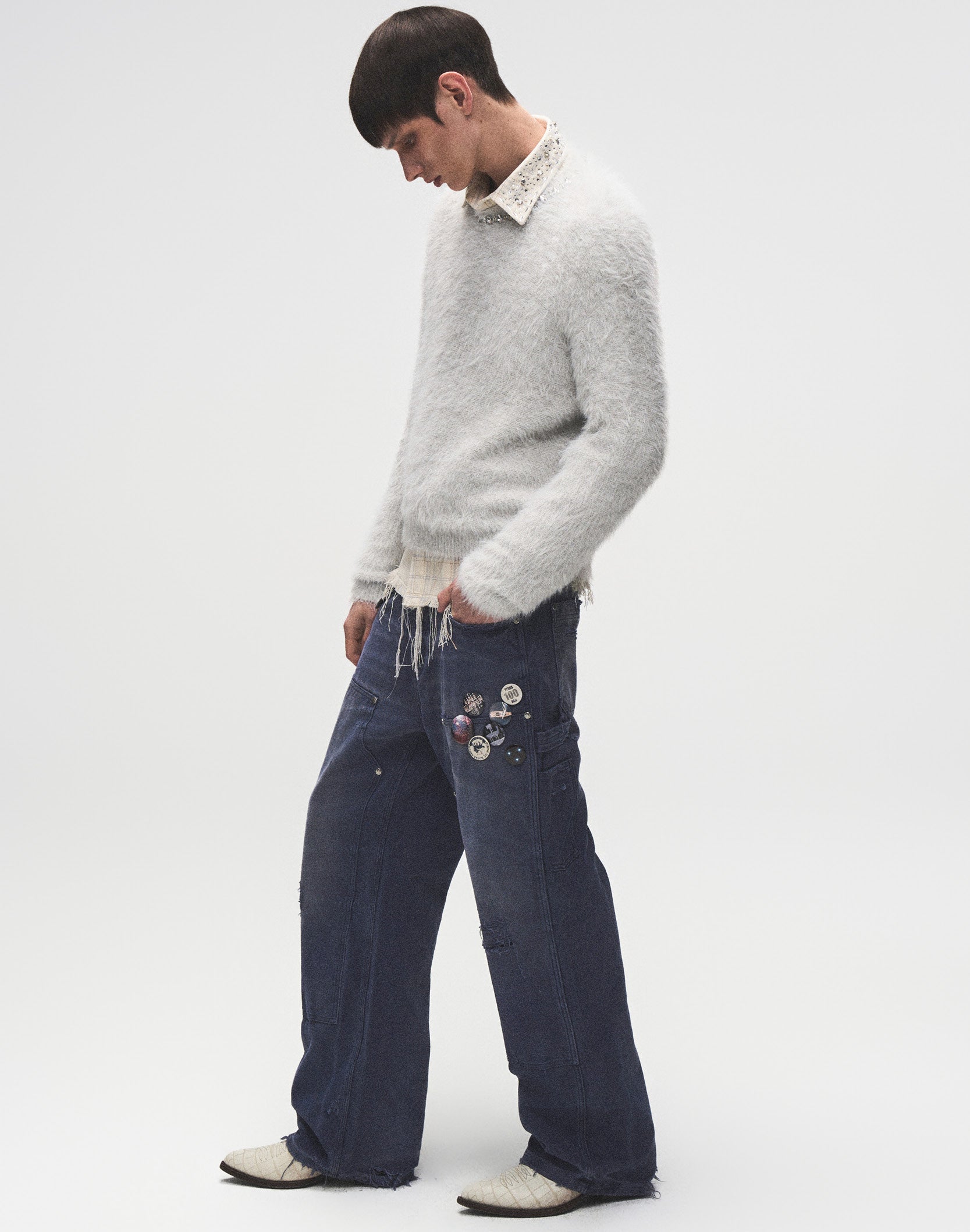 Diamond Mink Sweater in Grey