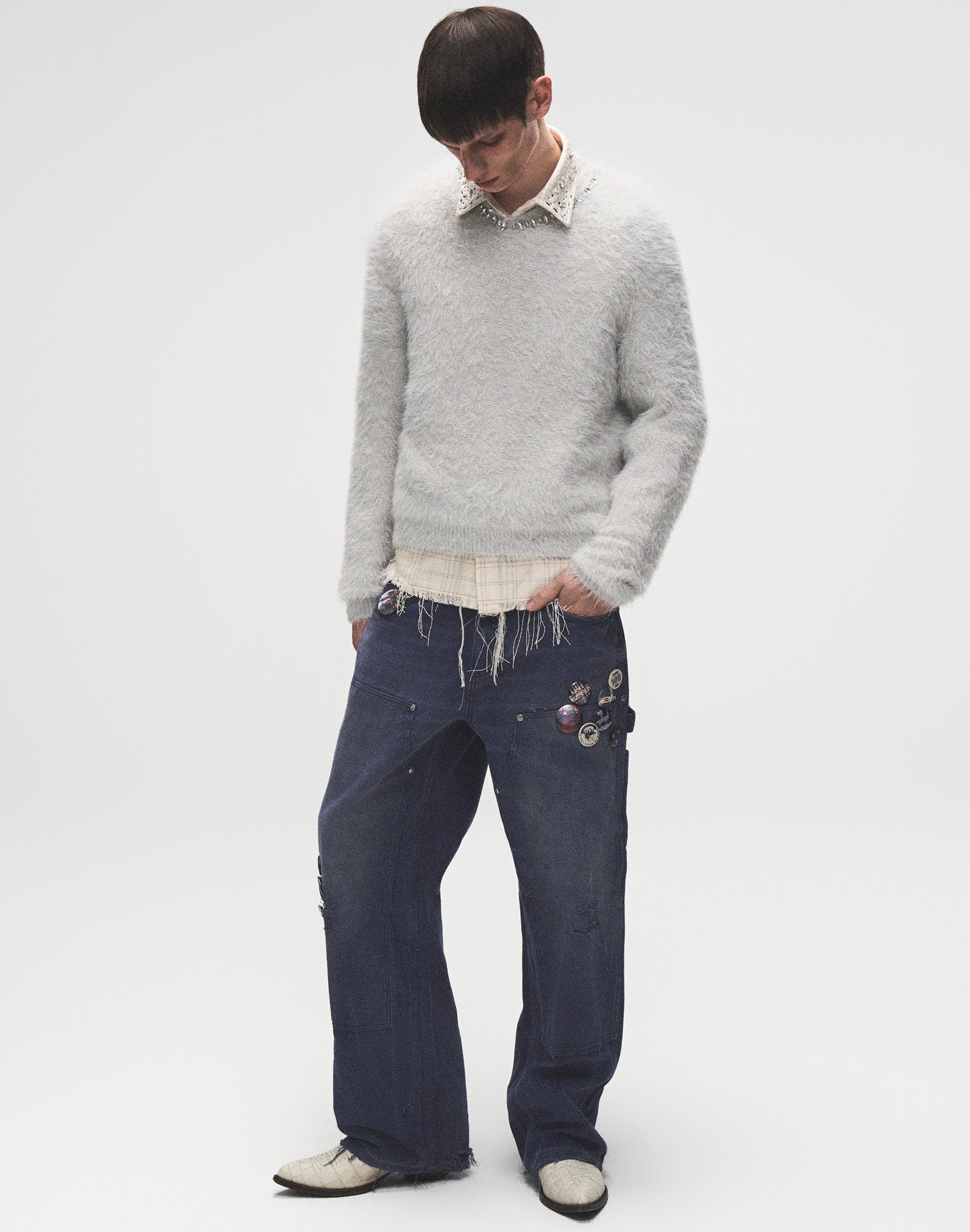 Diamond Mink Sweater in Grey