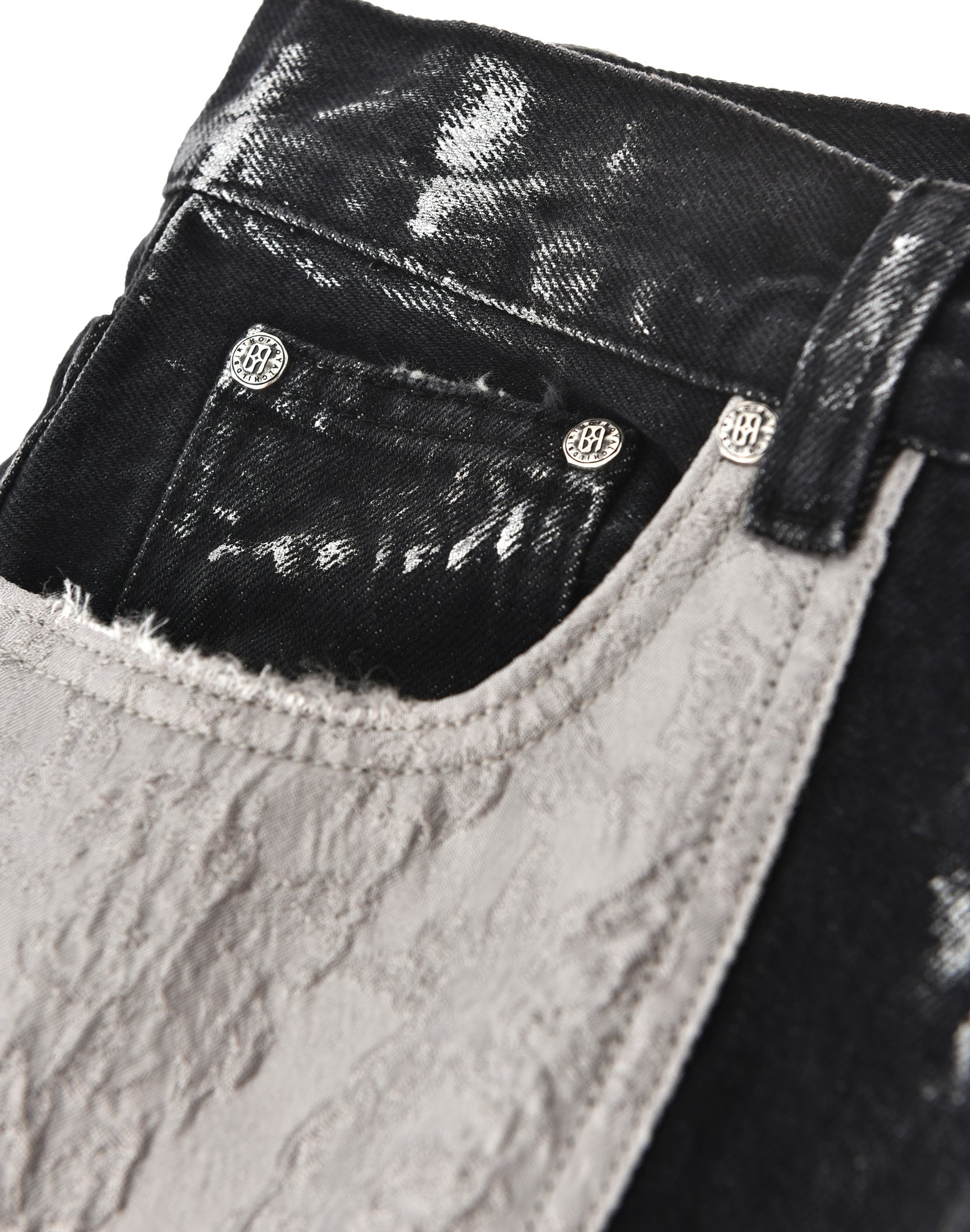 Embossed Silver-Washed Denim (Black)