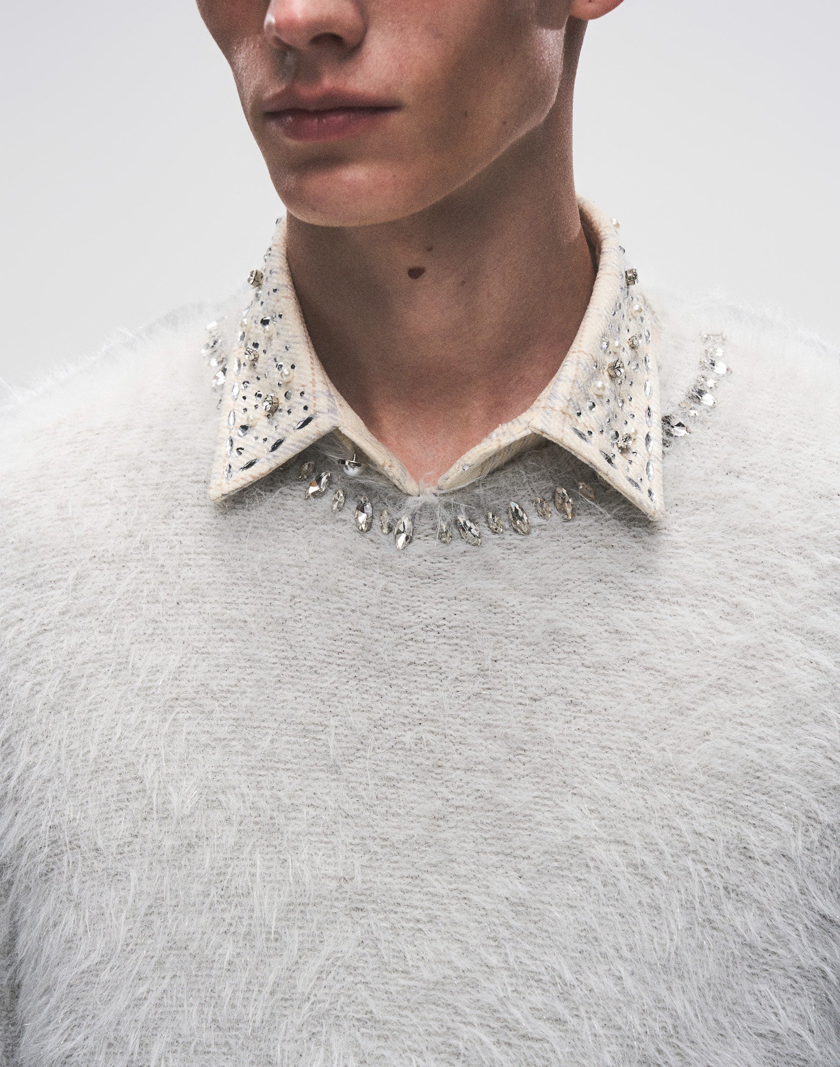 Diamond Mink Sweater in Grey