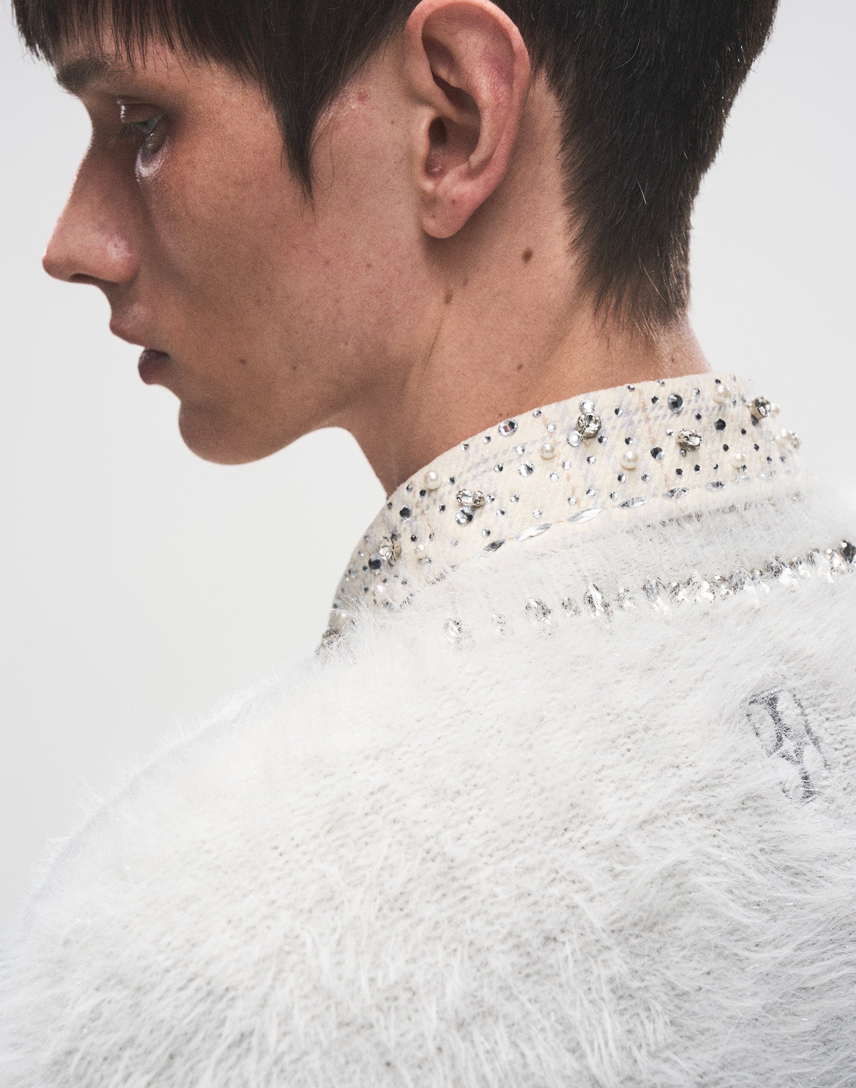 Diamond Mink Sweater in Grey