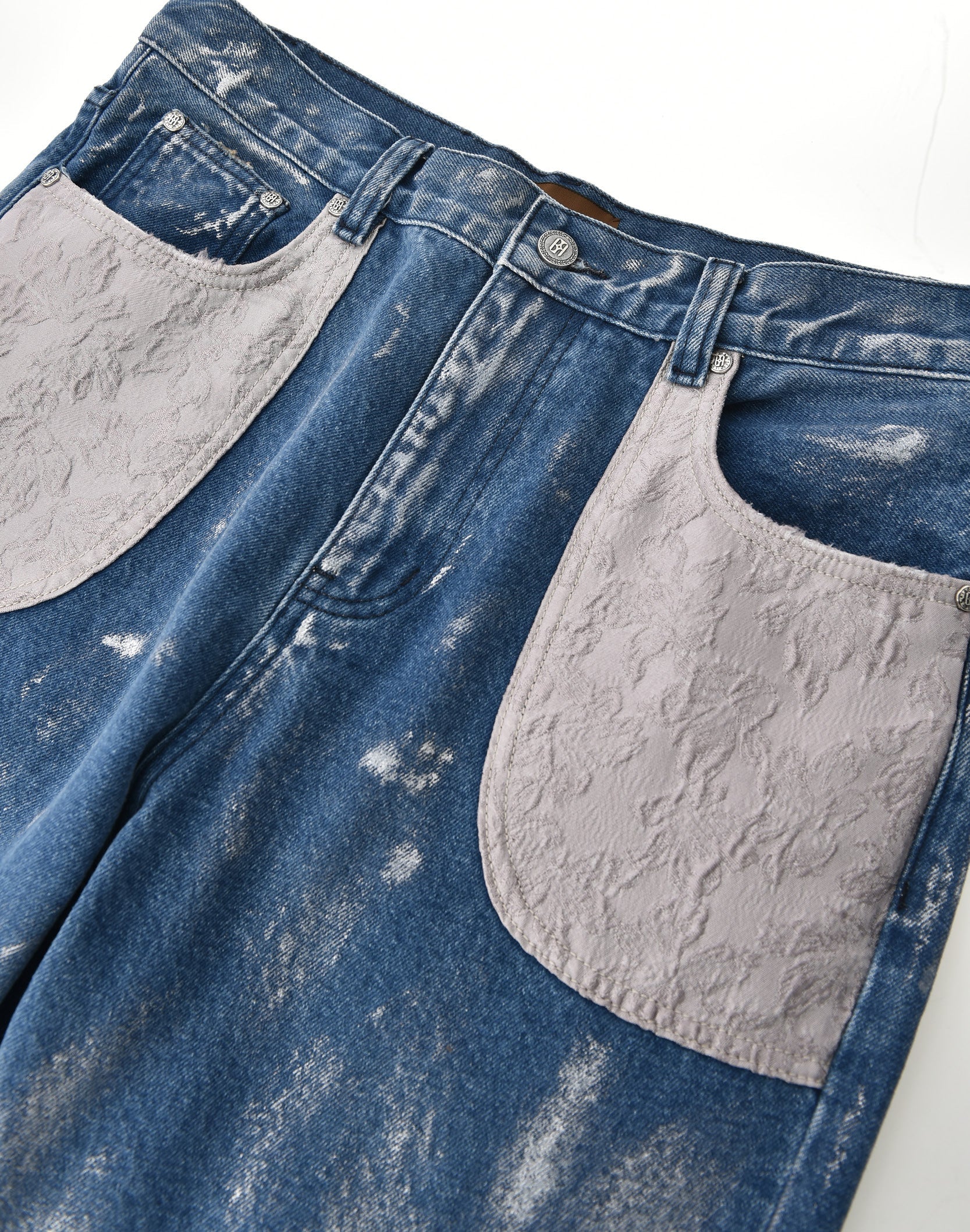 Embossed Silver-Washed Denim (Blue)