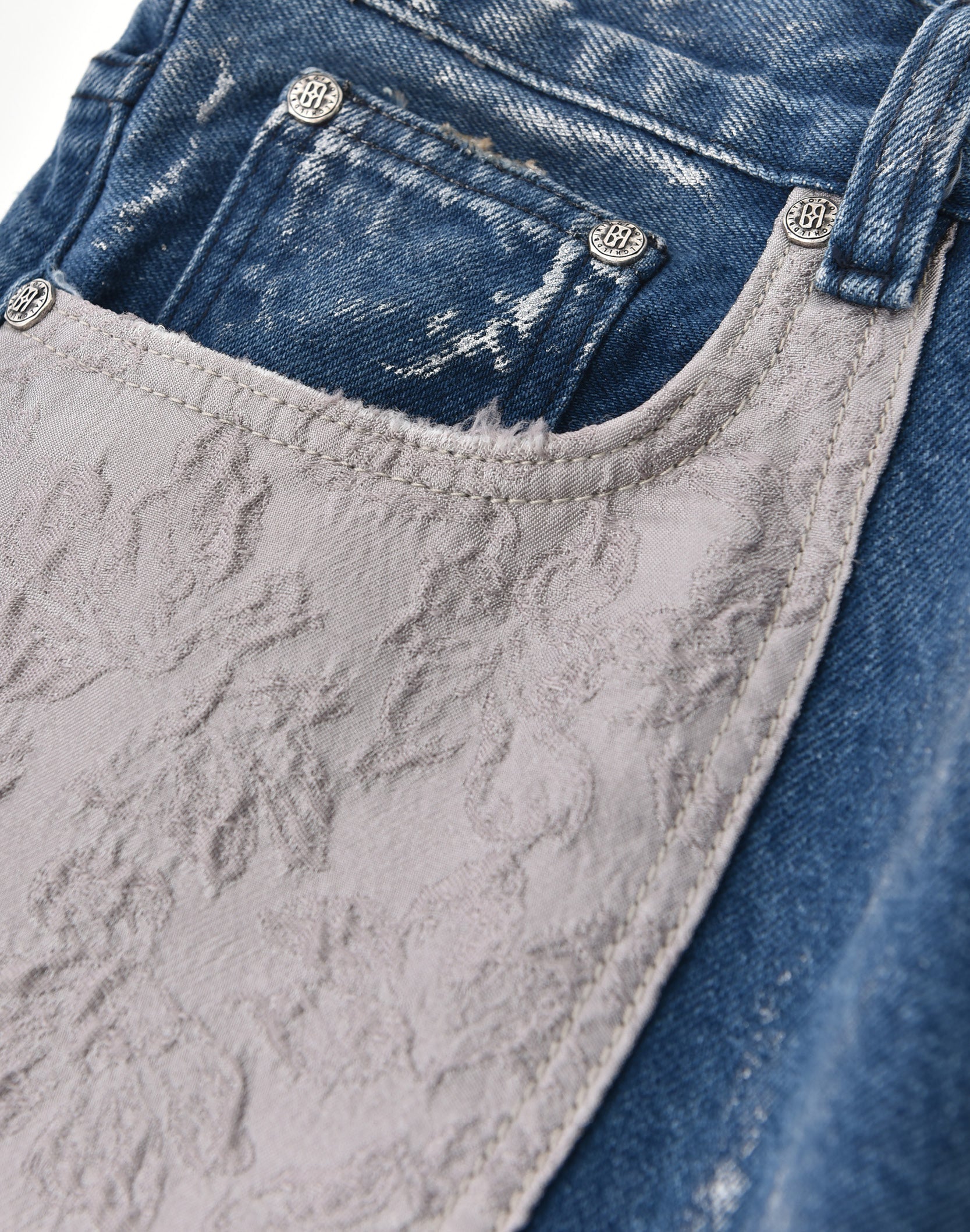 Embossed Silver-Washed Denim (Blue)