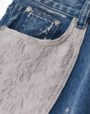Embossed Silver-Washed Denim (Blue)