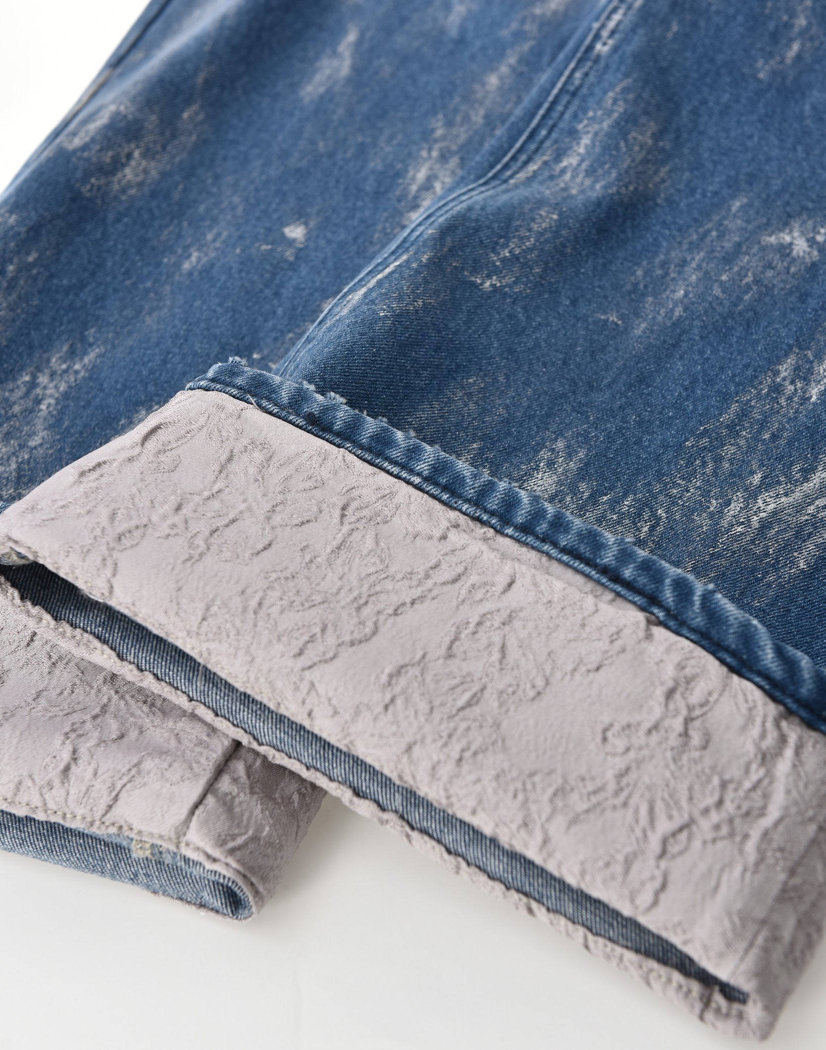 Embossed Silver-Washed Denim (Blue)