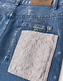 Embossed Silver-Washed Denim (Blue)