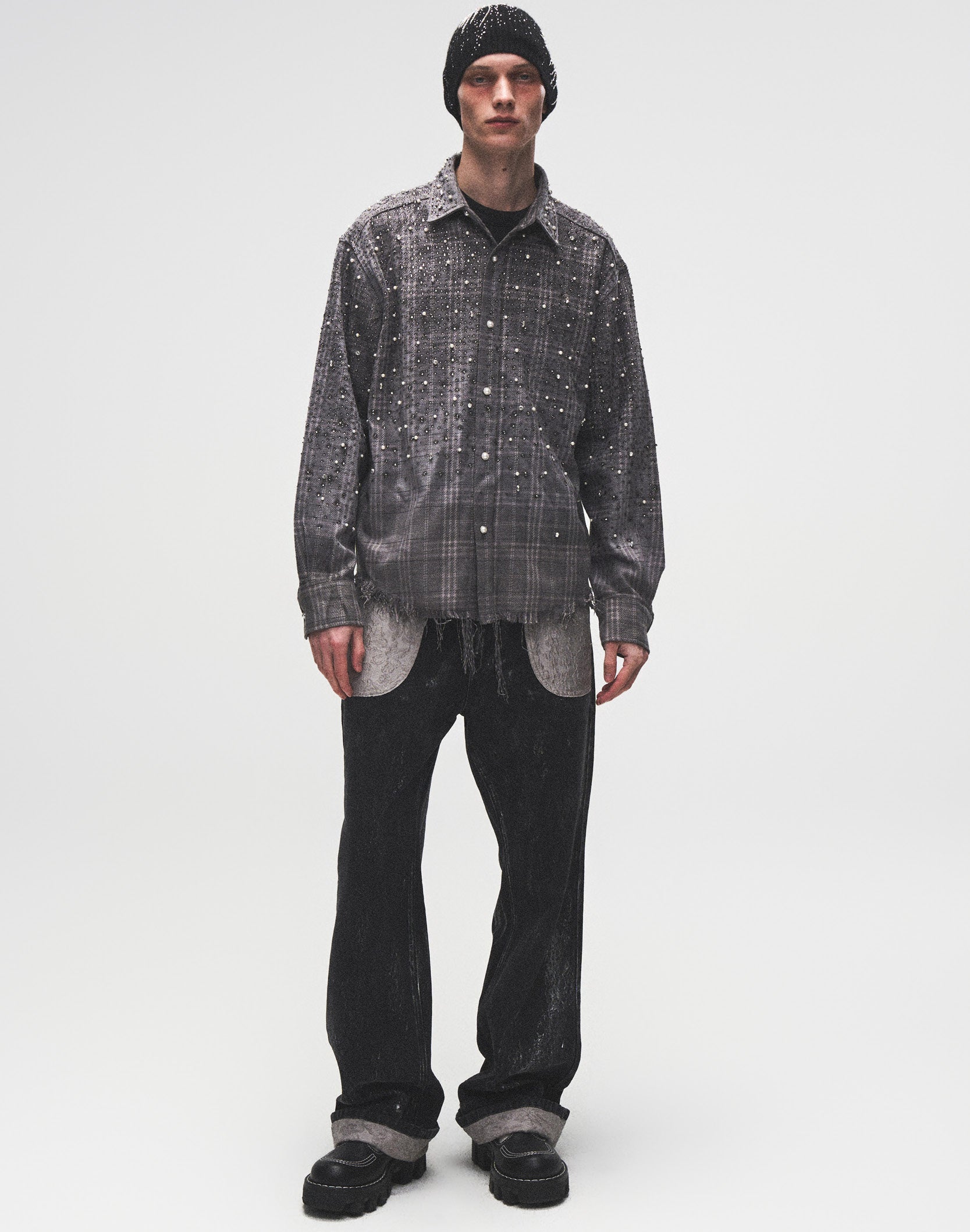 Embossed Silver-Washed Denim (Black)