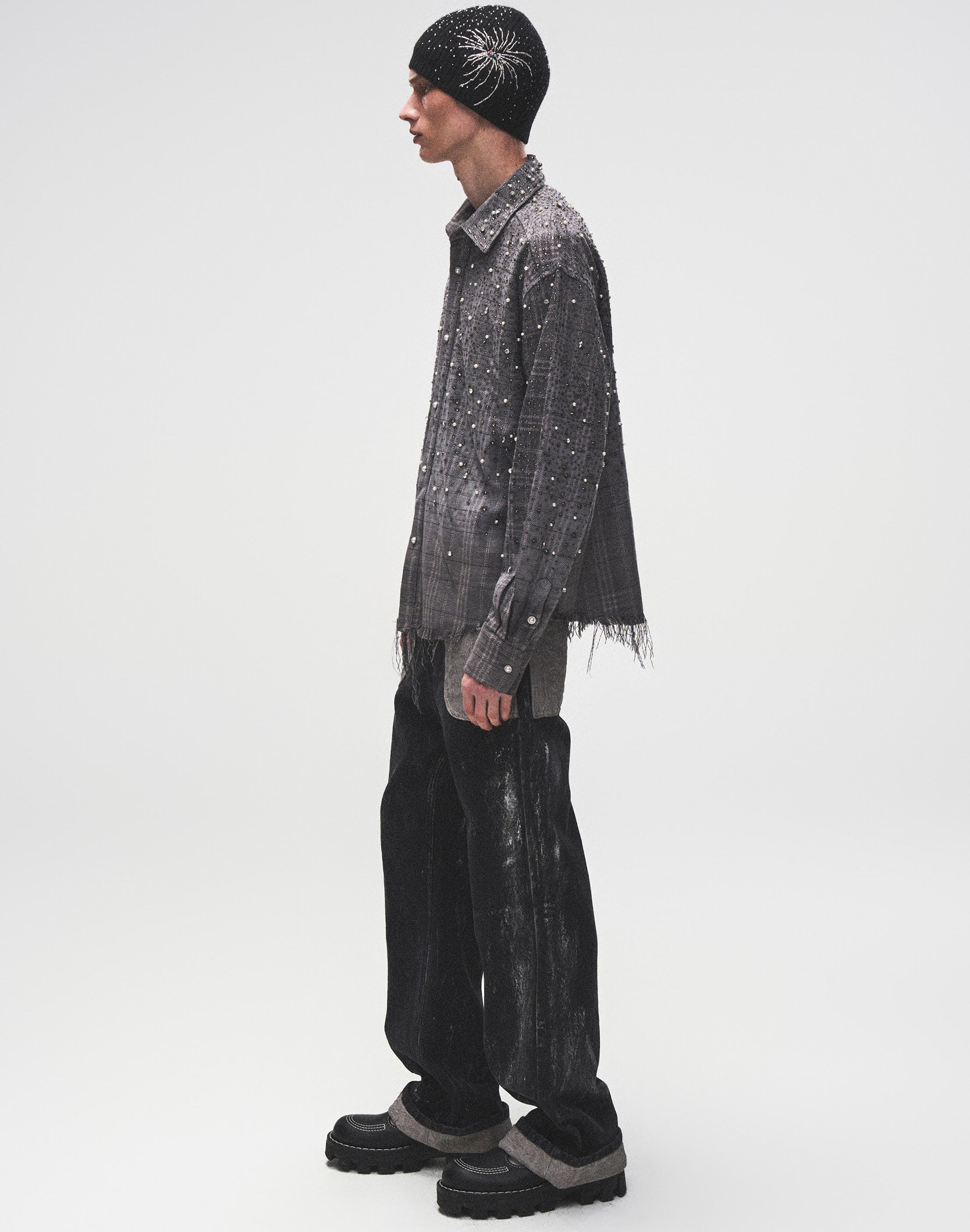 Embossed Silver-Washed Denim (Black)