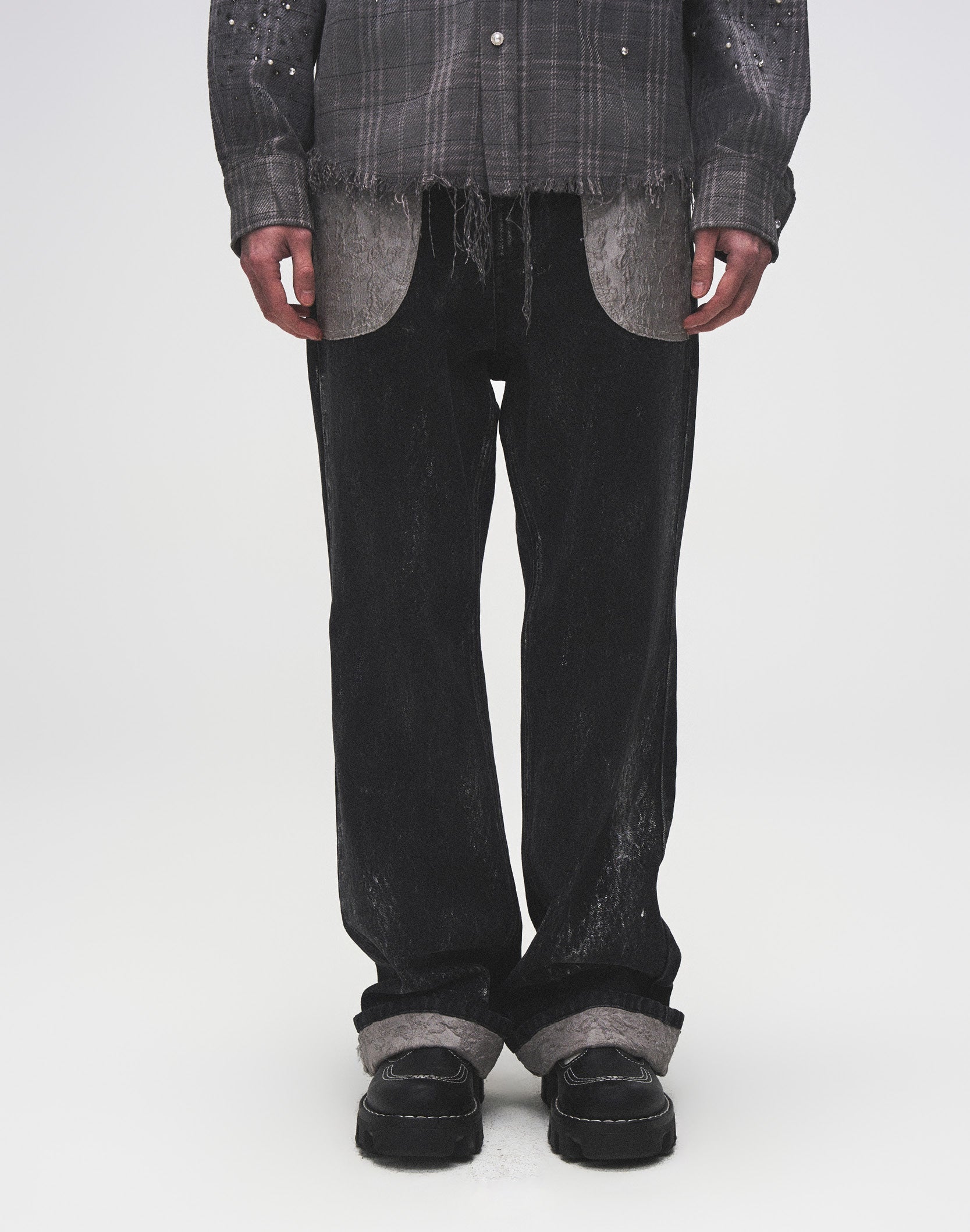 Embossed Silver-Washed Denim (Black)