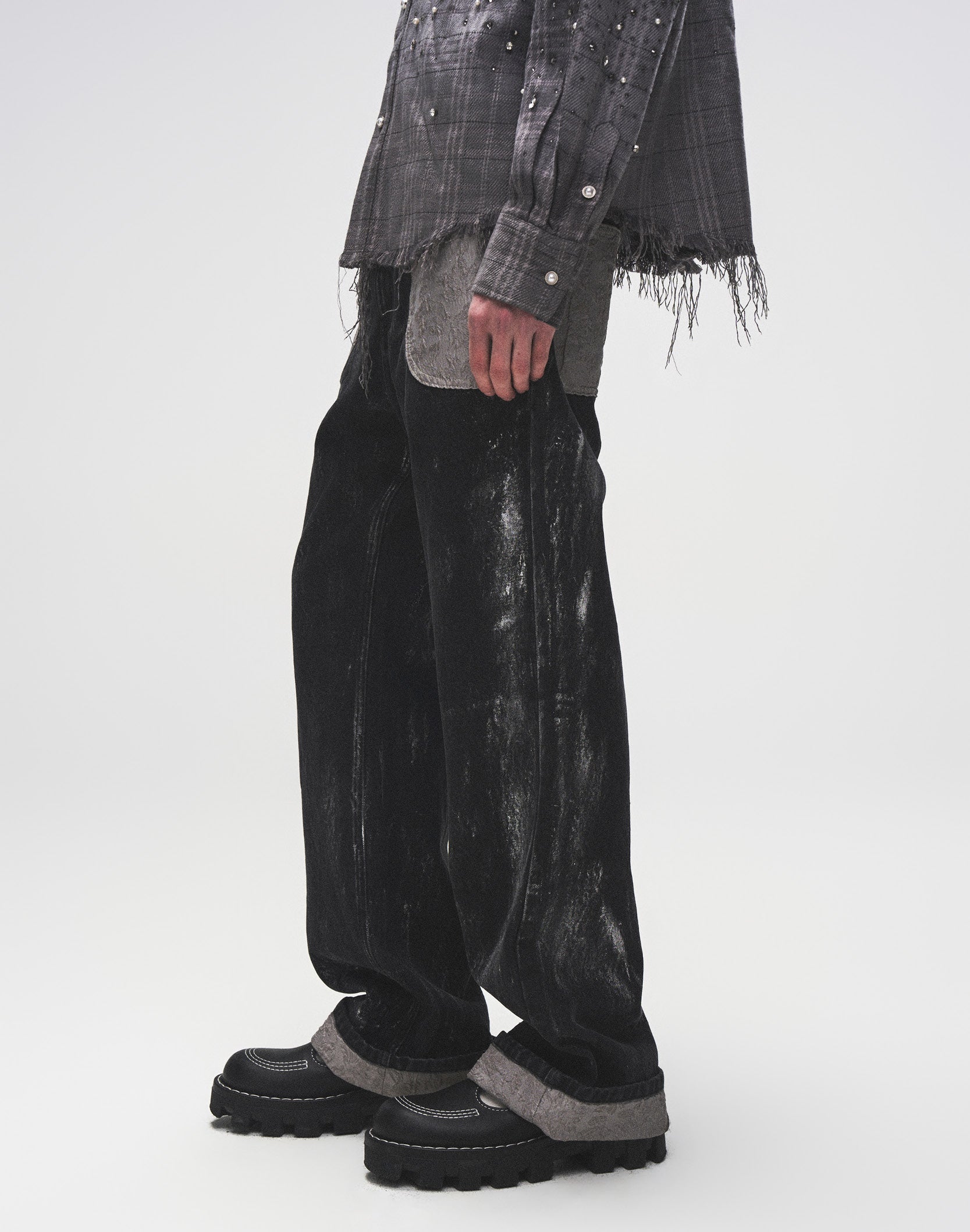 Embossed Silver-Washed Denim (Black)