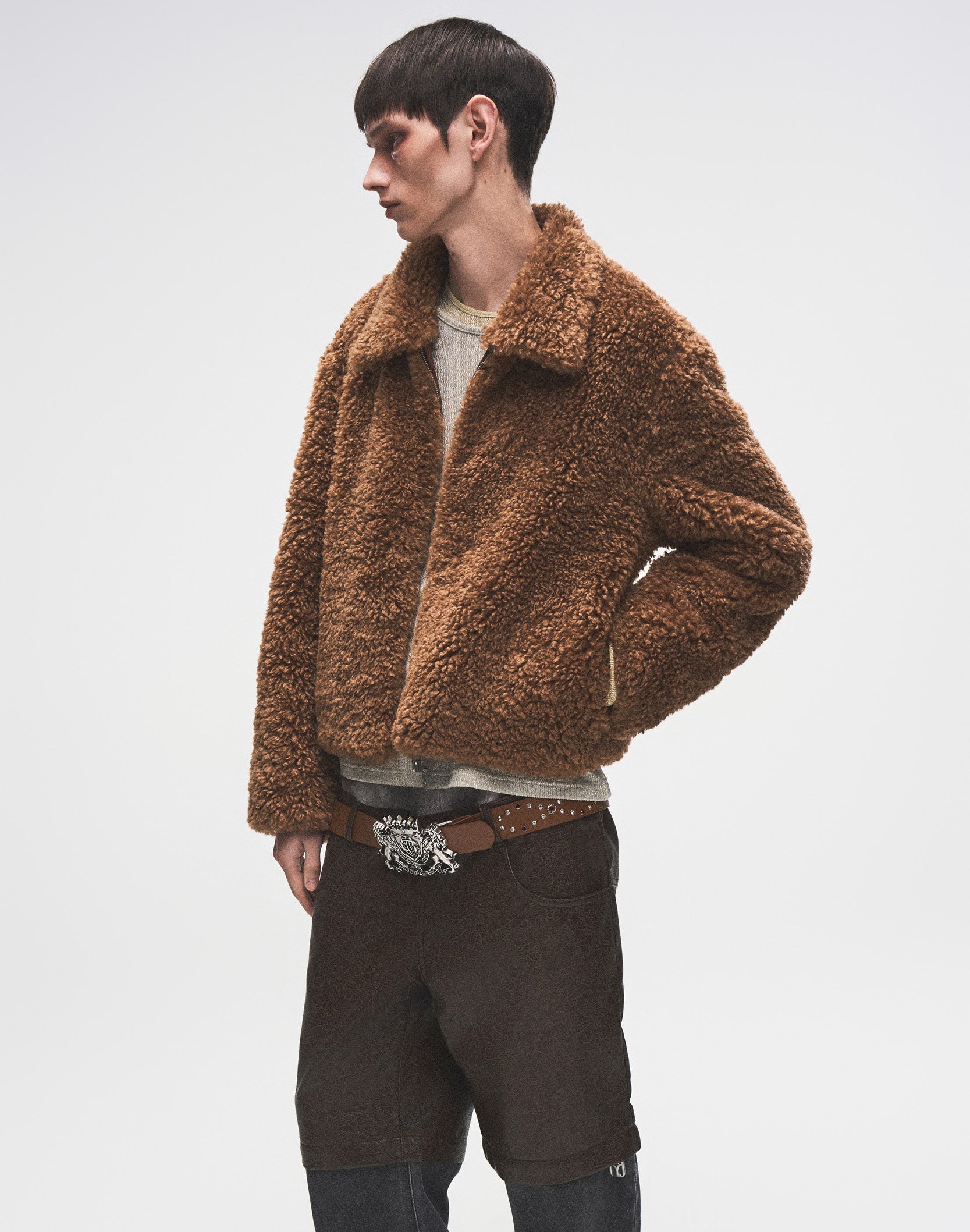 Reversible Carved Leather Fur Jacket