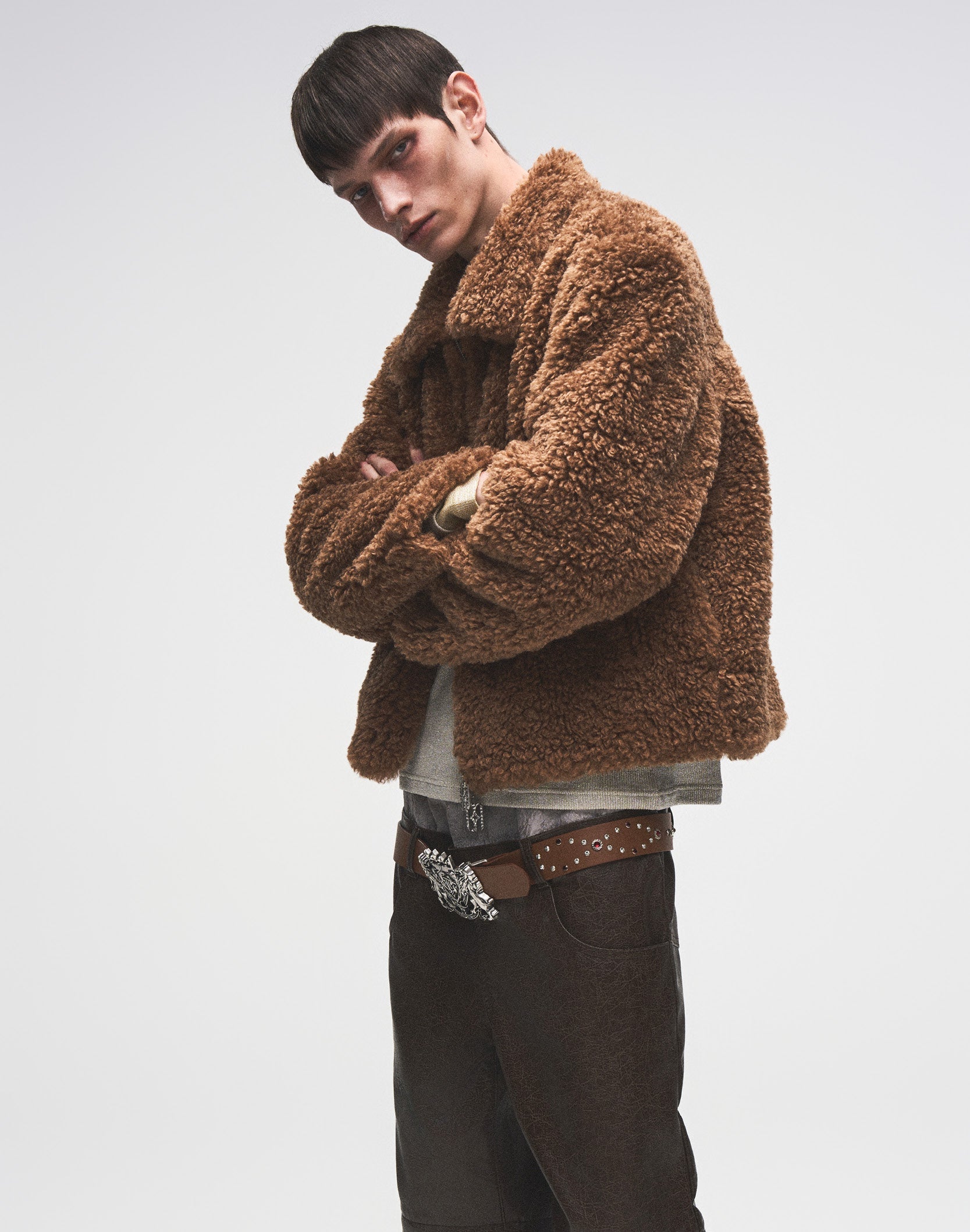 Reversible Carved Leather Fur Jacket