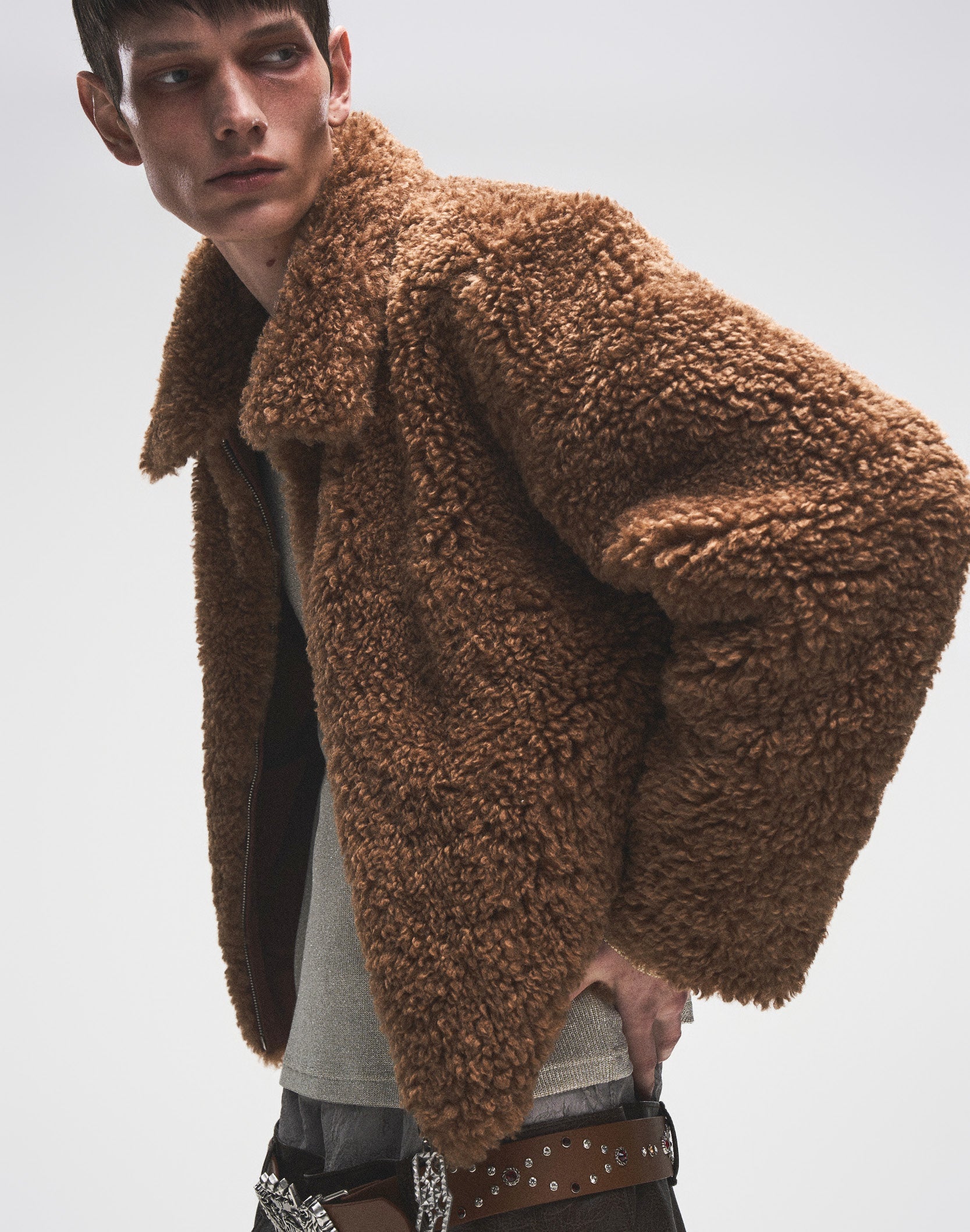 Reversible Carved Leather Fur Jacket