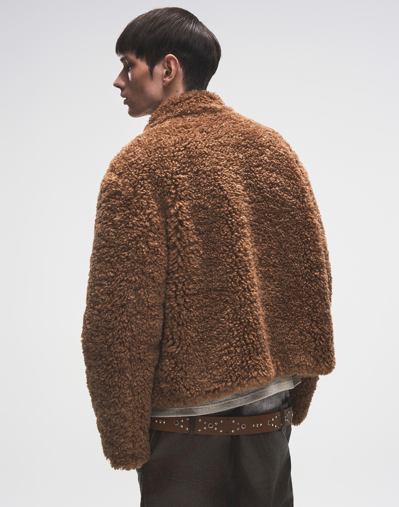 Reversible Carved Leather Fur Jacket