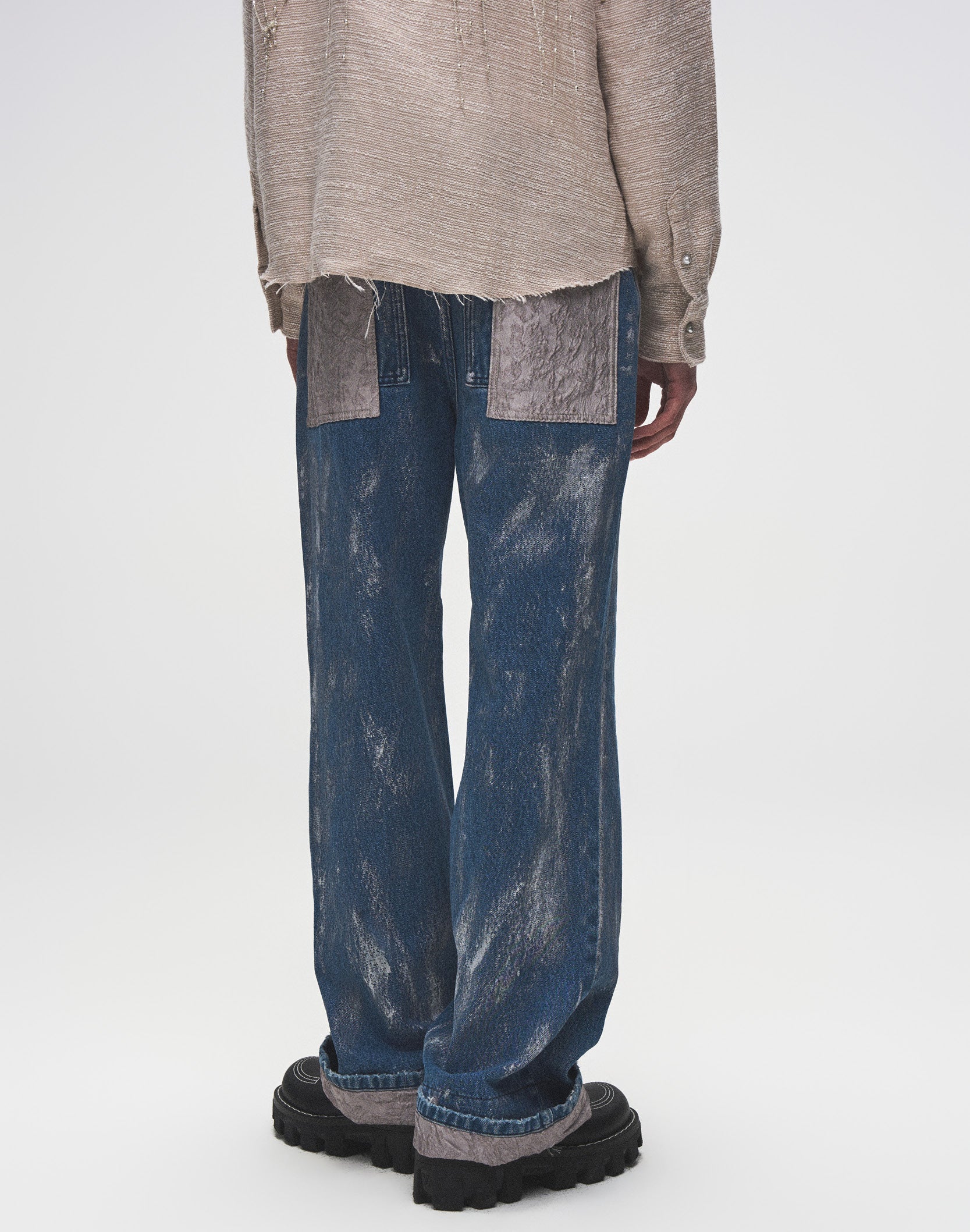 Embossed Silver-Washed Denim (Blue)