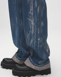 Embossed Silver-Washed Denim (Blue)