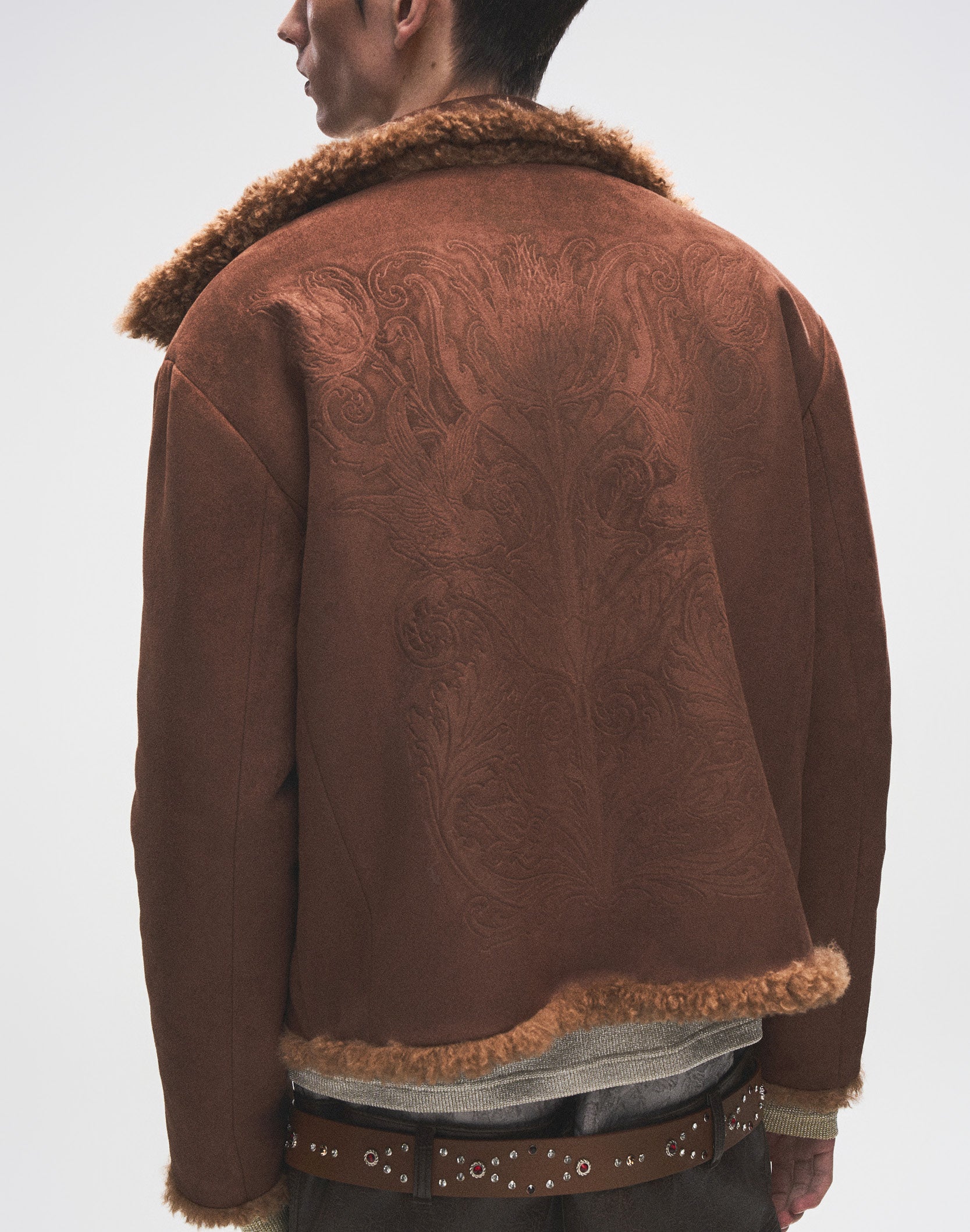 Reversible Carved Leather Fur Jacket