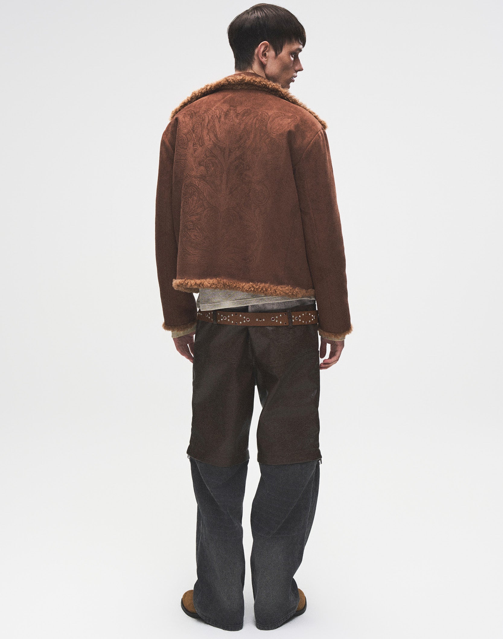 Reversible Carved Leather Fur Jacket