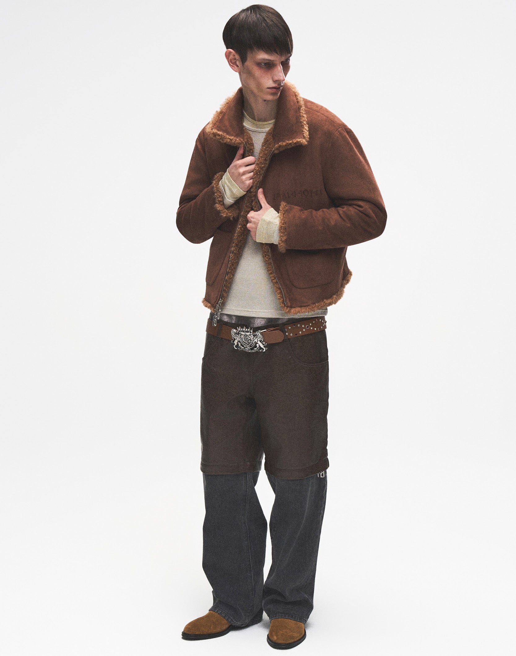 Reversible Carved Leather Fur Jacket